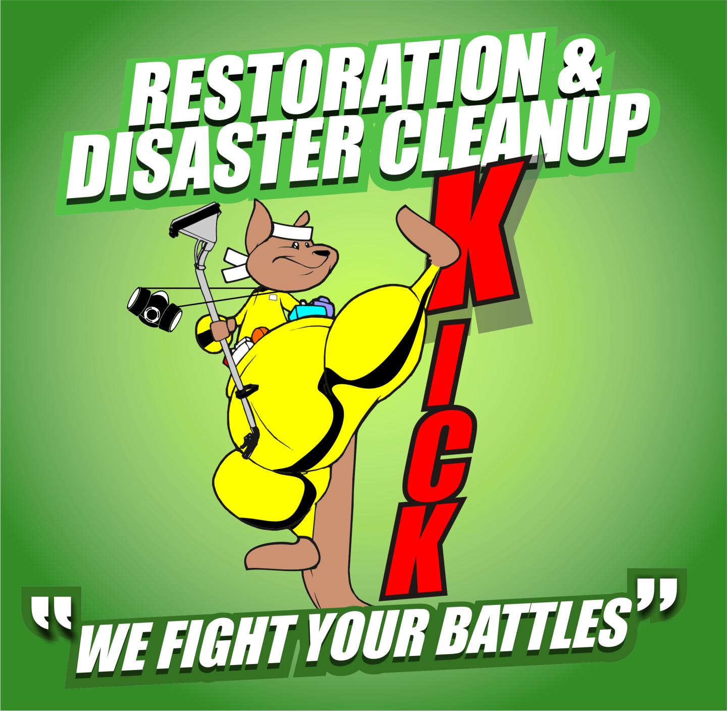 Flood Damage Company  KICK Restoration & Disaster Cleanup Logo