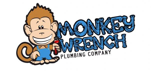 Plumber  Monkey Wrench Plumbing Company Logo